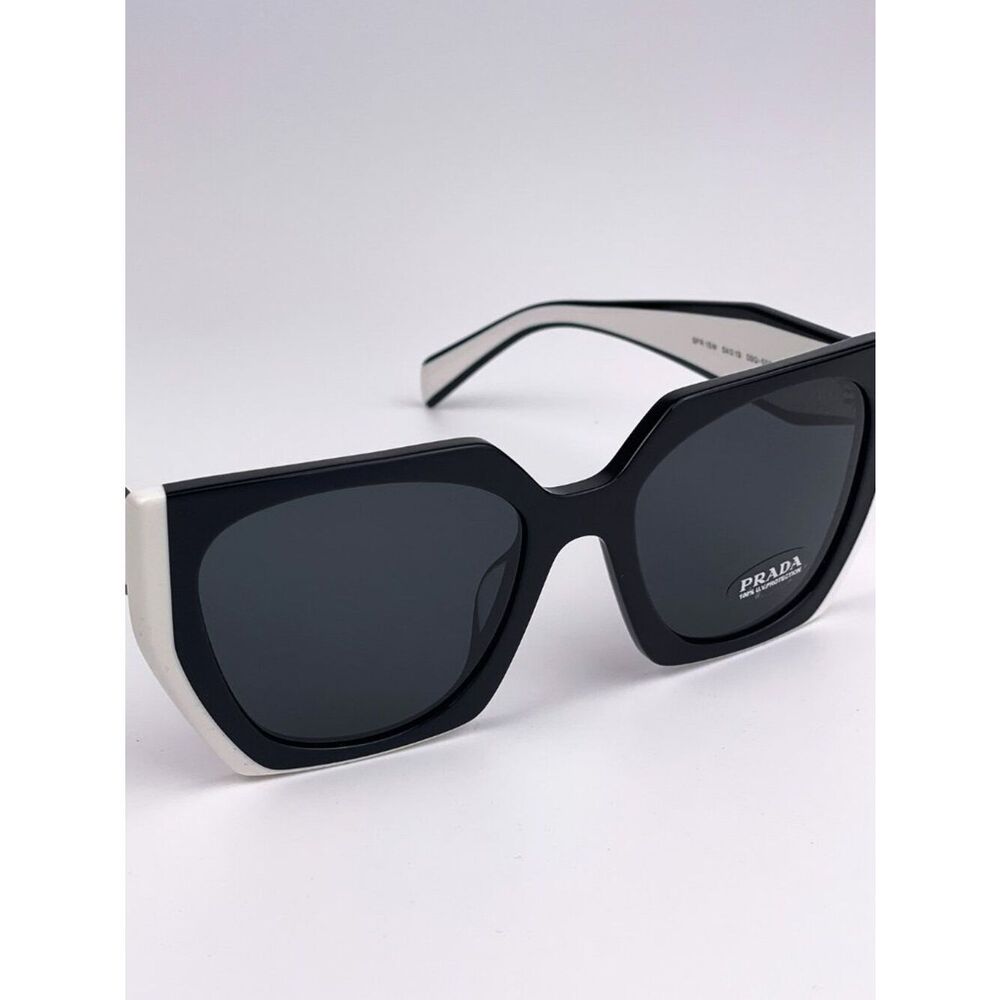 NEW Prada  PR15WS 09Q5S0 Black White Dark Gray Square Women Sunglasses - Picture 7 of 13